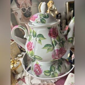 Kent Pottery Ashley Grace Pink Rose Floral Teapot 5 cups